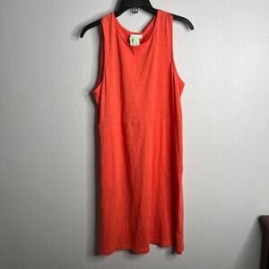 J Jill Cotton Shift Dress Orange Pockets Sleeveless Sz M Petite Women's